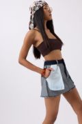 Ters Detay Denim Mini Etek resmi